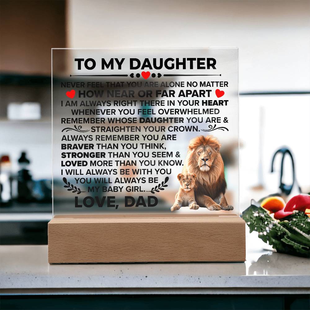To My Daughter – Braver Than You Think LED Acrylic Plaque from Dad