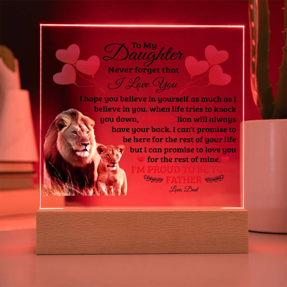 To My Daughter – This Old Lion Has Your Back LED Acrylic Plaque | Love, Dad