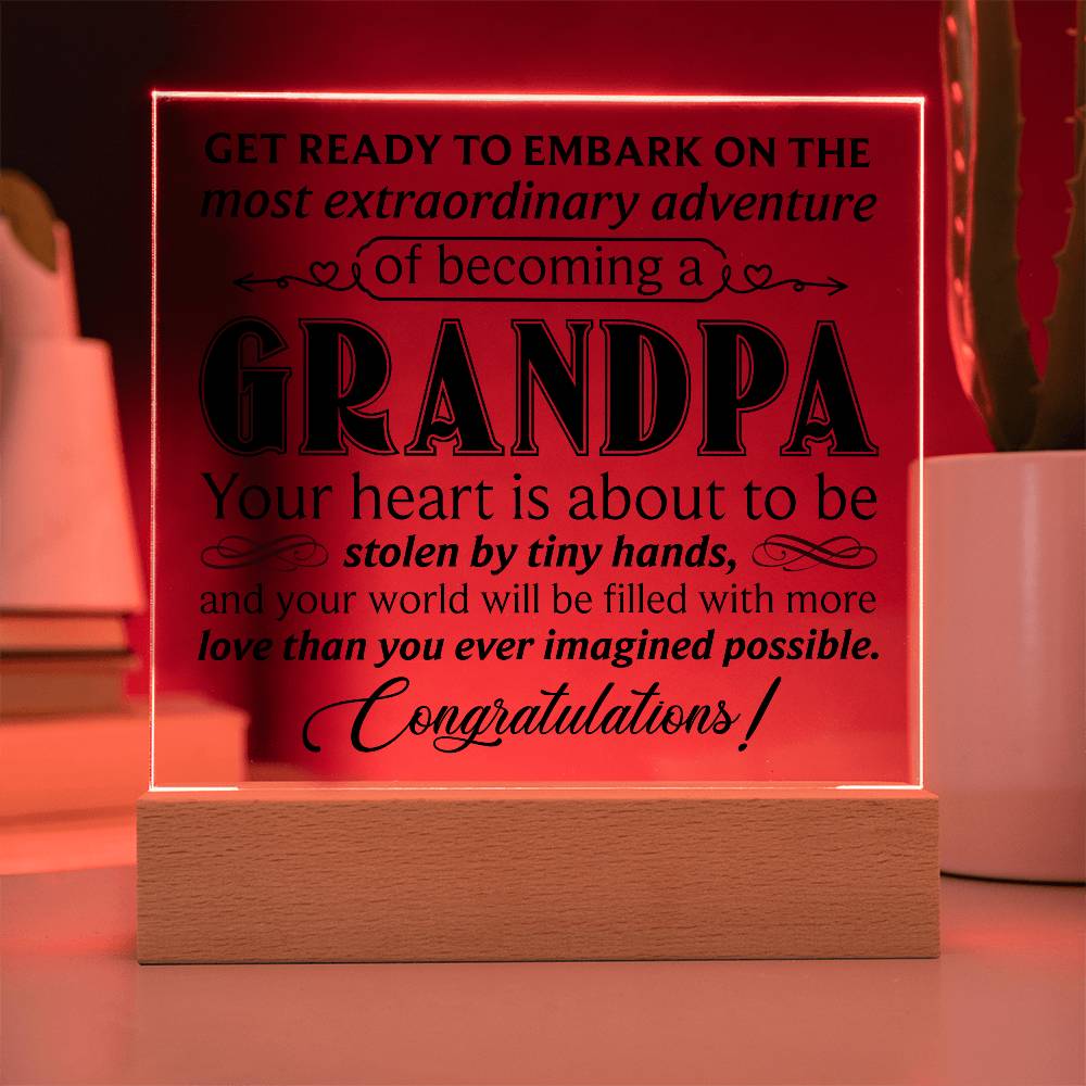Get Ready to Become Grandpa – LED Acrylic Pregnancy Announcement Plaque