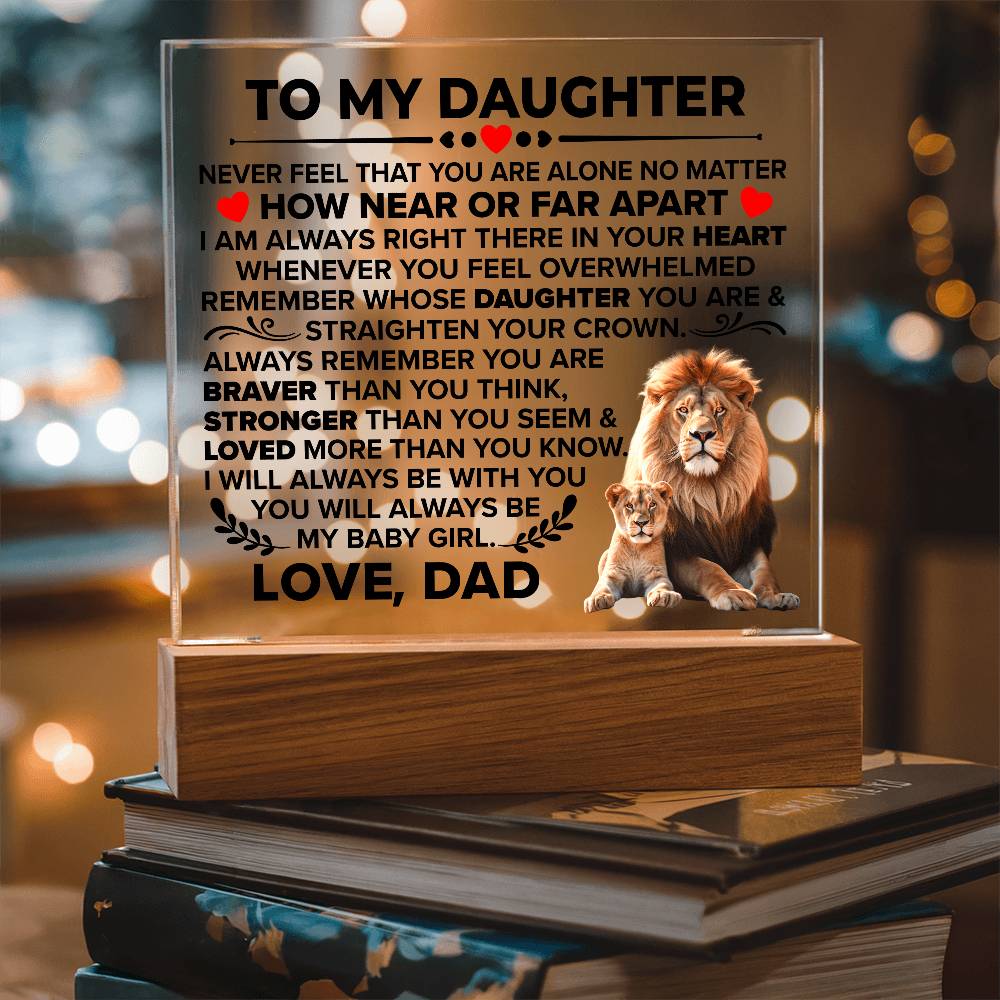 To My Daughter – Braver Than You Think LED Acrylic Plaque from Dad