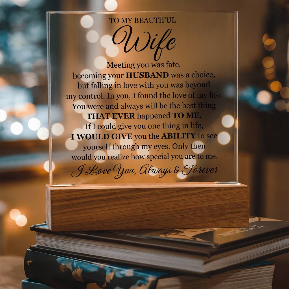 To My Beautiful Wife LED Acrylic Plaque From Husband