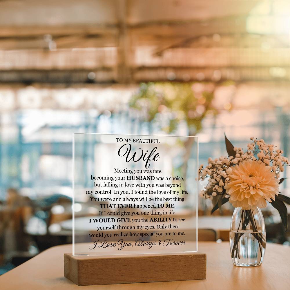 To My Beautiful Wife LED Acrylic Plaque From Husband