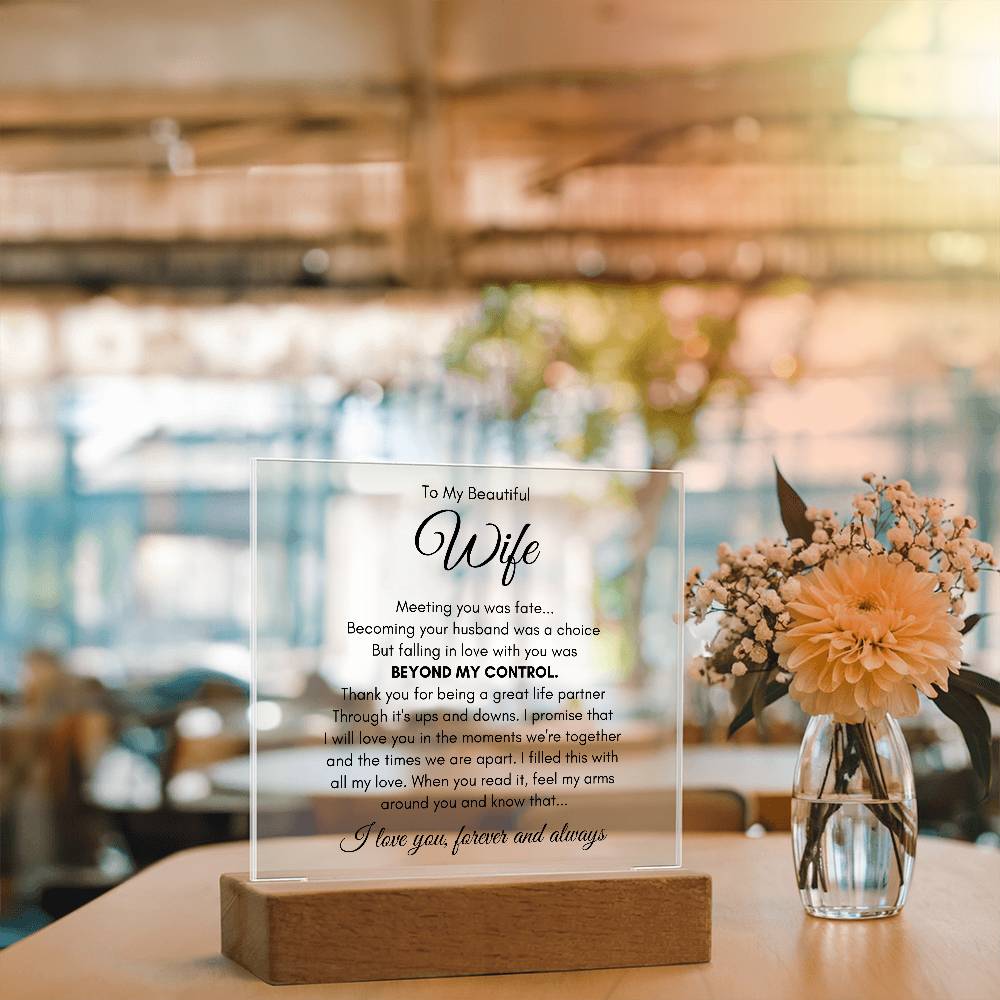To My Wife Our Love Was Fate LED Acrylic Plaque From Husband