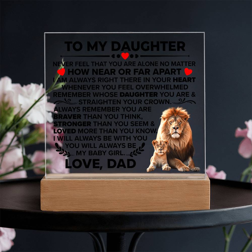To My Daughter – Braver Than You Think LED Acrylic Plaque from Dad