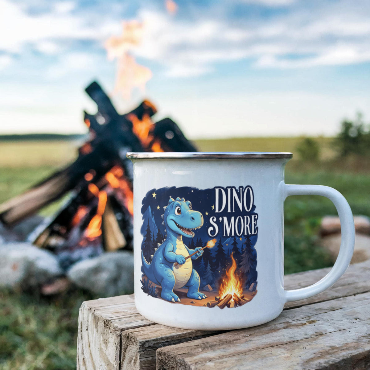 Dinosaur S’mores 12 oz Stainless-Steel Camping Mug