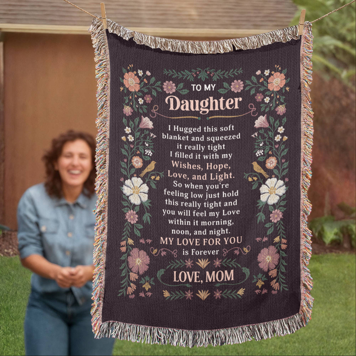To My Daughter Cotton Woven Heirloom Blanket