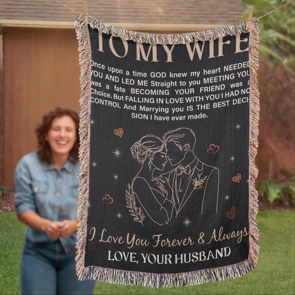 To My Wife Cotton Woven Heirloom Blanket