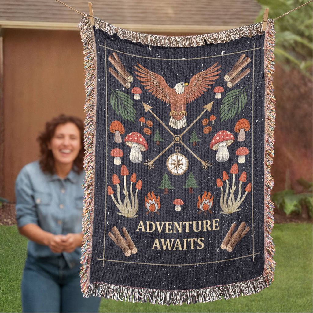 Adventure Awaits – Cotton Woven Throw Blanket