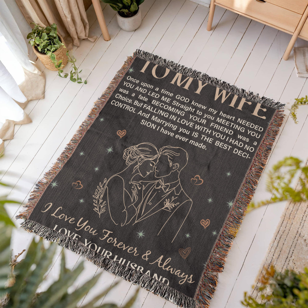 To My Wife Cotton Woven Heirloom Blanket
