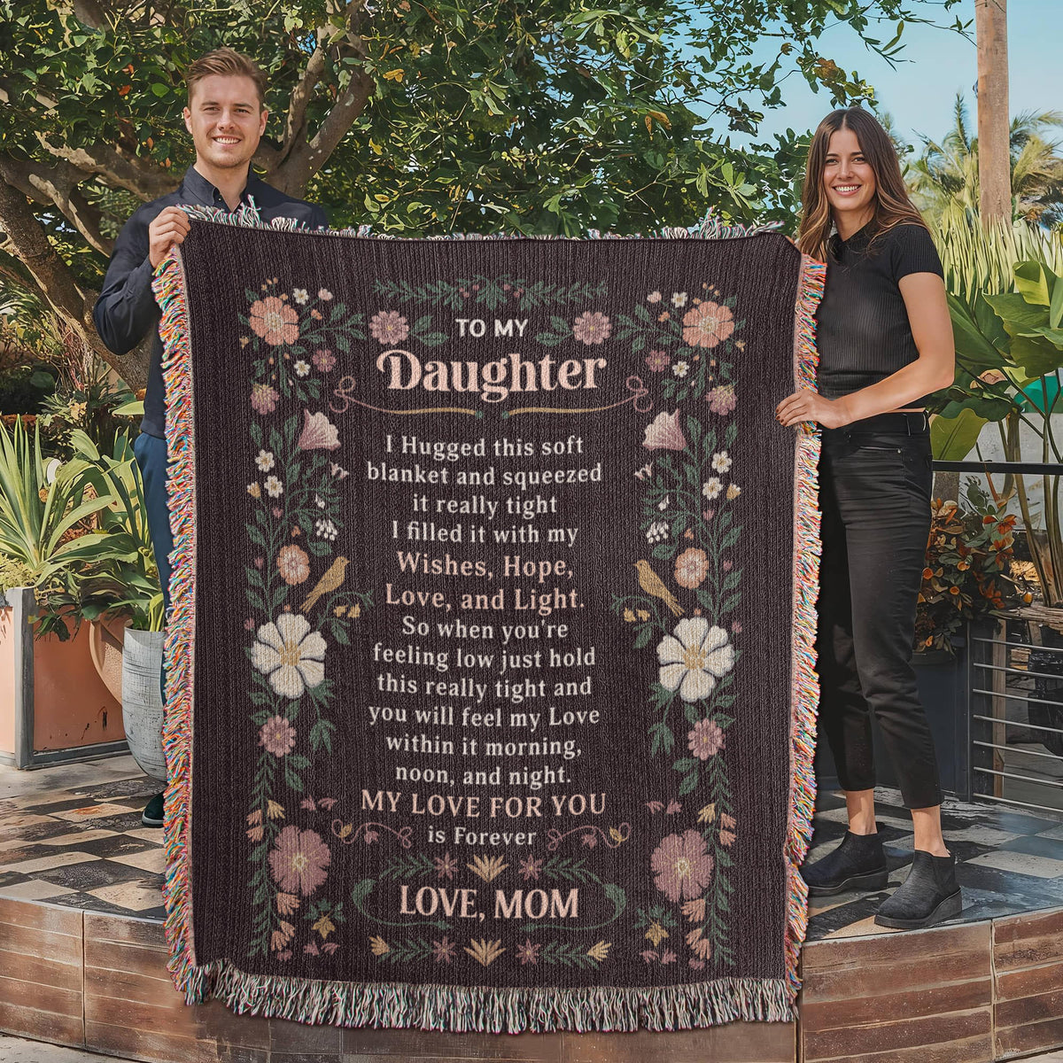 To My Daughter Cotton Woven Heirloom Blanket