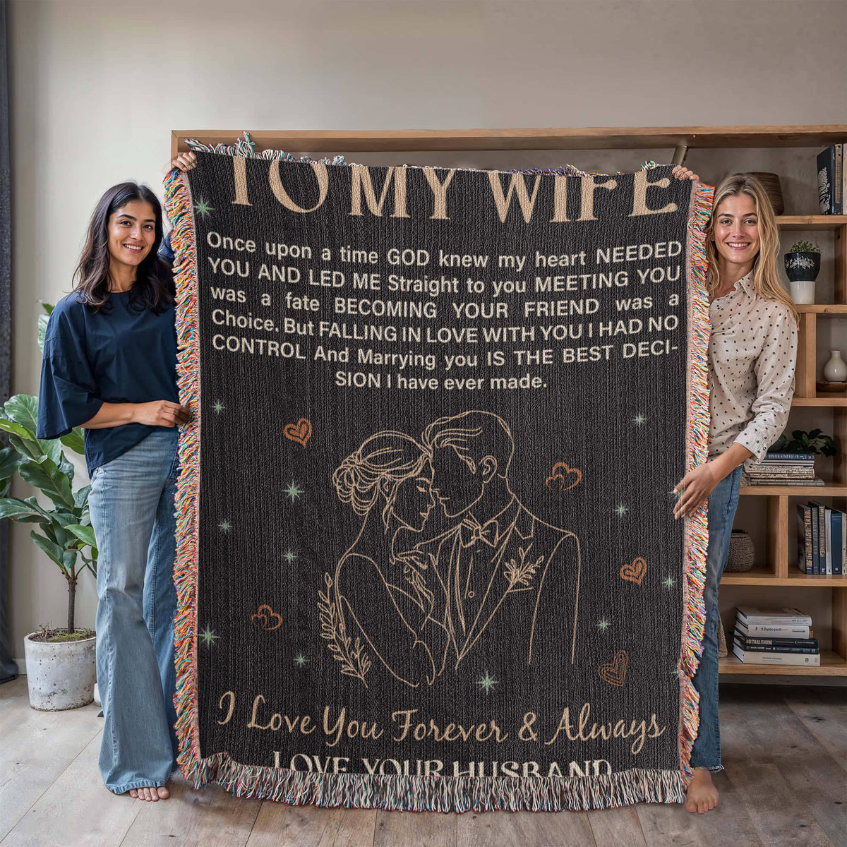 To My Wife Cotton Woven Heirloom Blanket