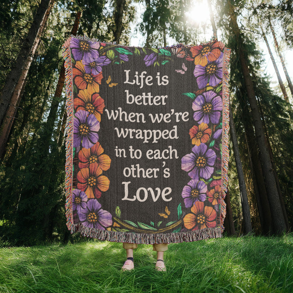 Life Is Better With You Cotton Woven Heirloom Blanket