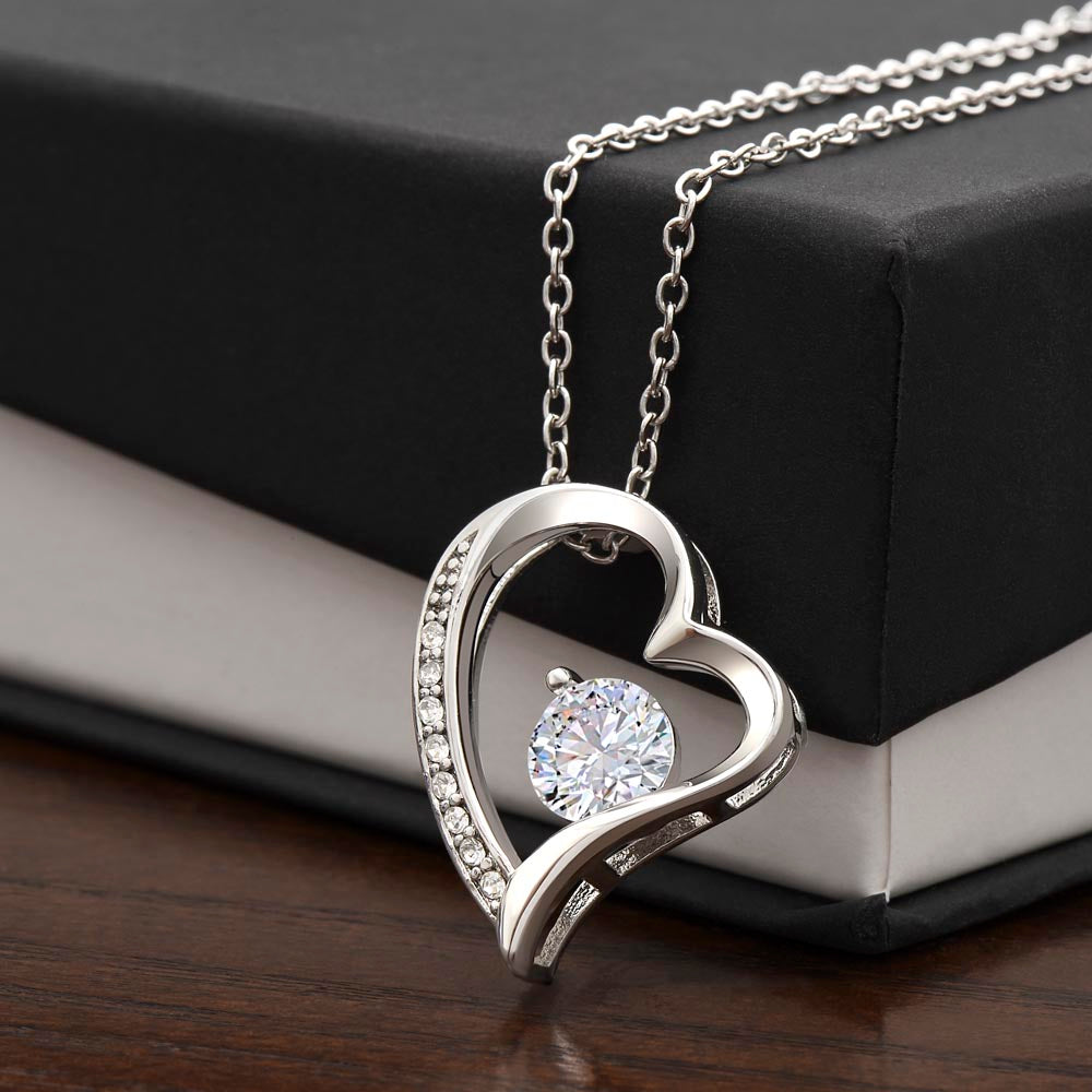 Forever Love Necklace in white gold finish